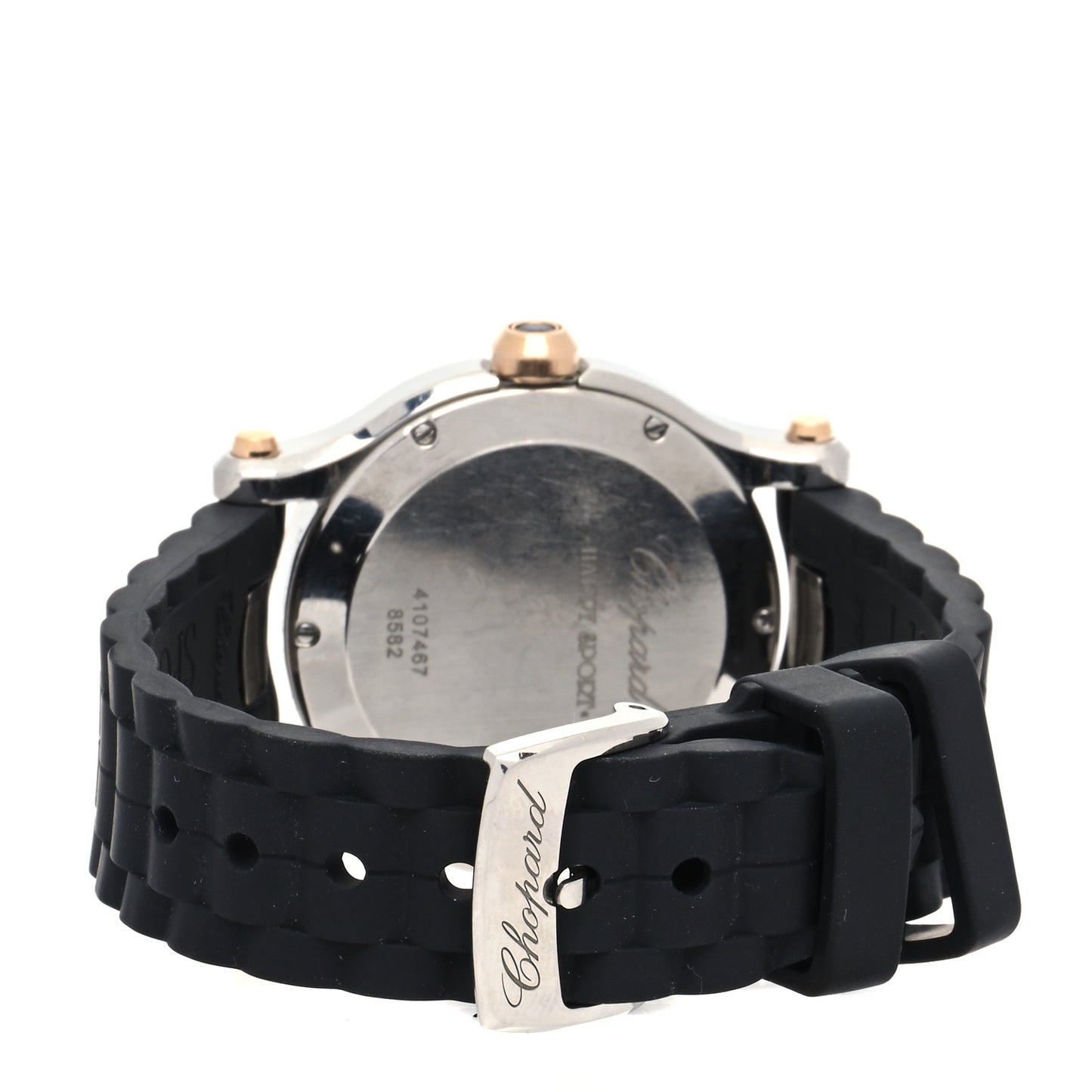 Stainless Steel 18K Rose Gold Rubber Diamond 36mm Happy Sport Heart Quartz Watch