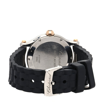 Chopard Stainless Steel 18K Rose Gold Rubber Diamond 36mm Happy Sport Heart Quartz Watch 3 of 5