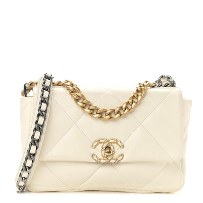 Chanel Lambskin Quilted Medium Chanel 19 Flap White 1 of 12