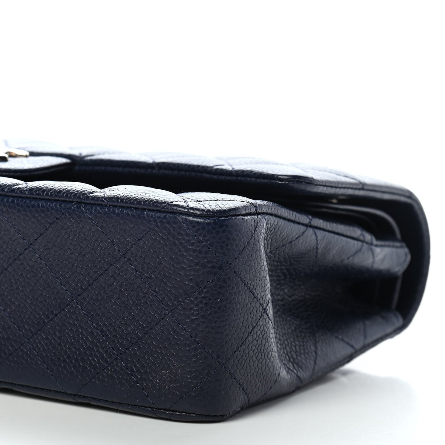 Caviar Quilted Medium Double Flap Navy