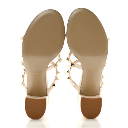 Valentino Garavani Calfskin Rockstud 60mm Caged Slide Sandals 36 Optic White 5 of 11