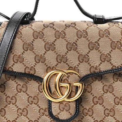 Gucci Monogram Azalea Calfskin Matelasse Diagonal Mini GG Marmont Top Handle Shoulder Bag Beige Ebony Black 8 of 10