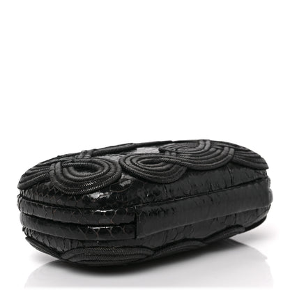 Bottega Veneta Snakeskin Passamaneria Woven Knot Clutch Black 4 of 8
