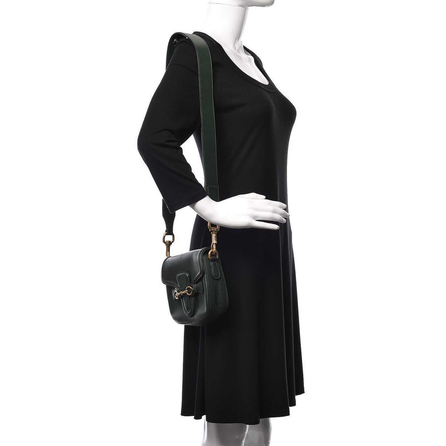 Calfskin Small Lady Web Shoulder Bag Green