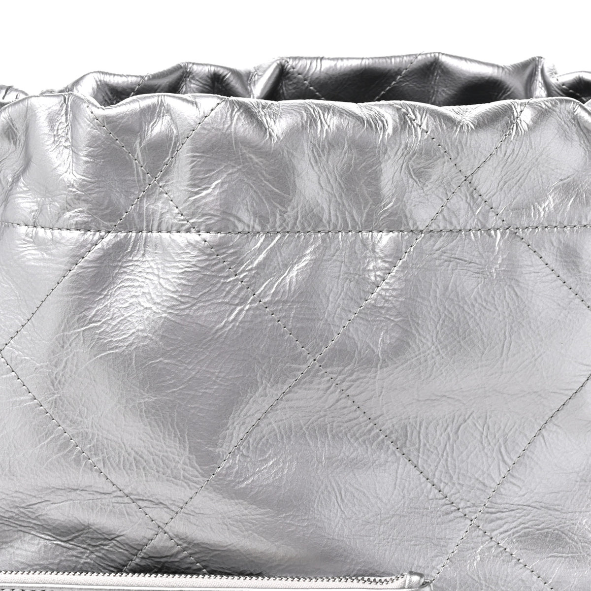 Metallic Calfskin Quilted Small Chanel 22 Silver