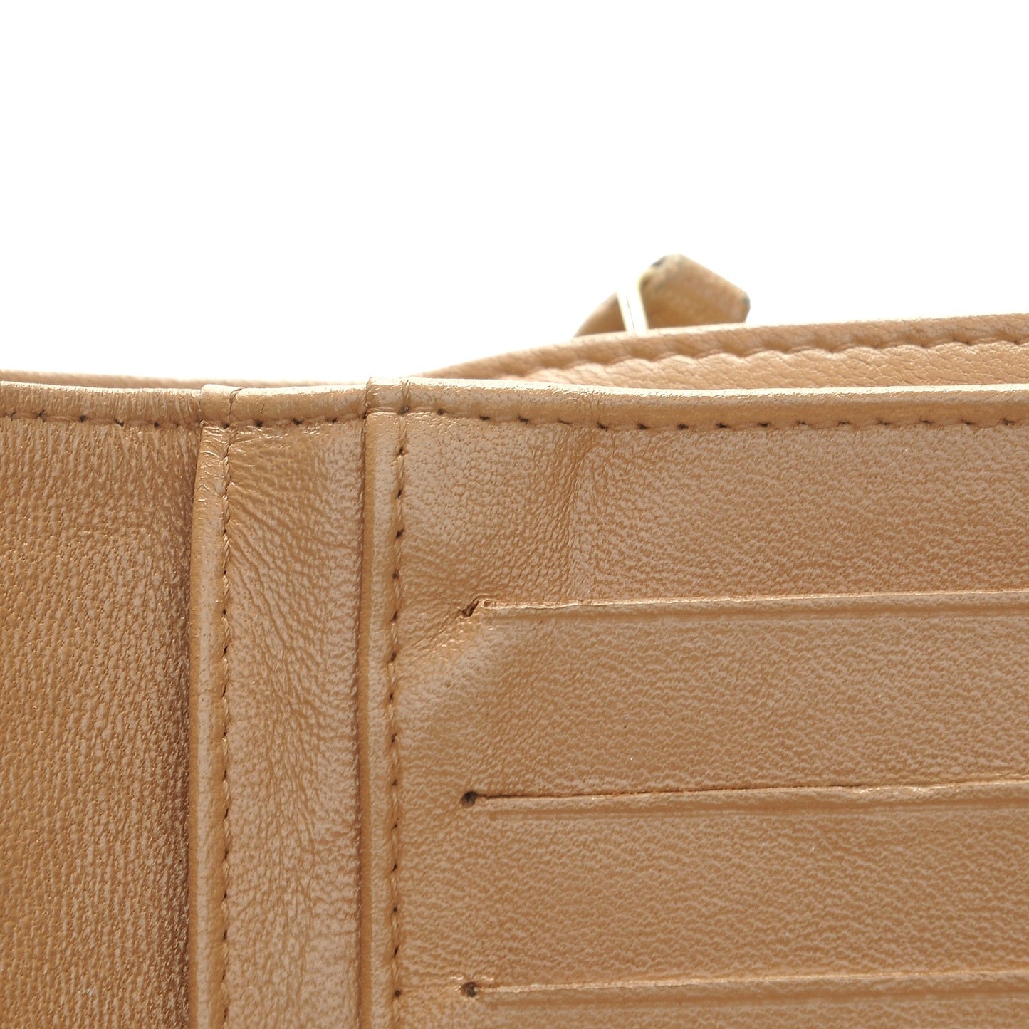 Lambskin Quilted Zipped Pocket Wallet Beige