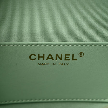 Chanel Caviar Quilted Small Round Vanity With Chain Light Green 6 of 11