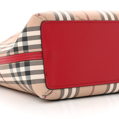 Burberry Grainy Calfskin Haymarket Check Medium Reversible Tote Red 8 of 11