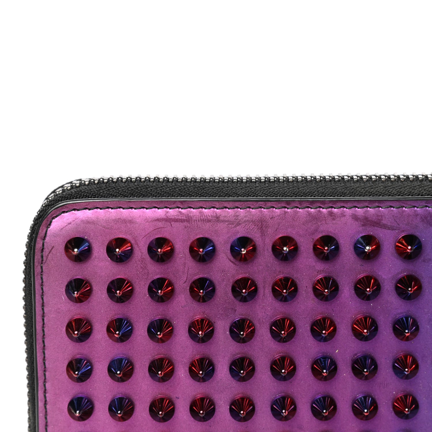 Christian Louboutin Patent Scarabe Spikes Panettone Zip Around Wallet Rose Digitale 9 of 9