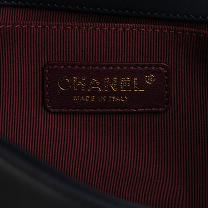 Chanel Calfskin Caviar Suede Chevron Medium Boy Flap Navy 7 of 8