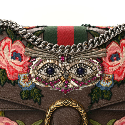 Gucci Calfskin Web Owl Embroidered Medium Dionysus Shoulder Bag New Acero Multicolor 7 of 12