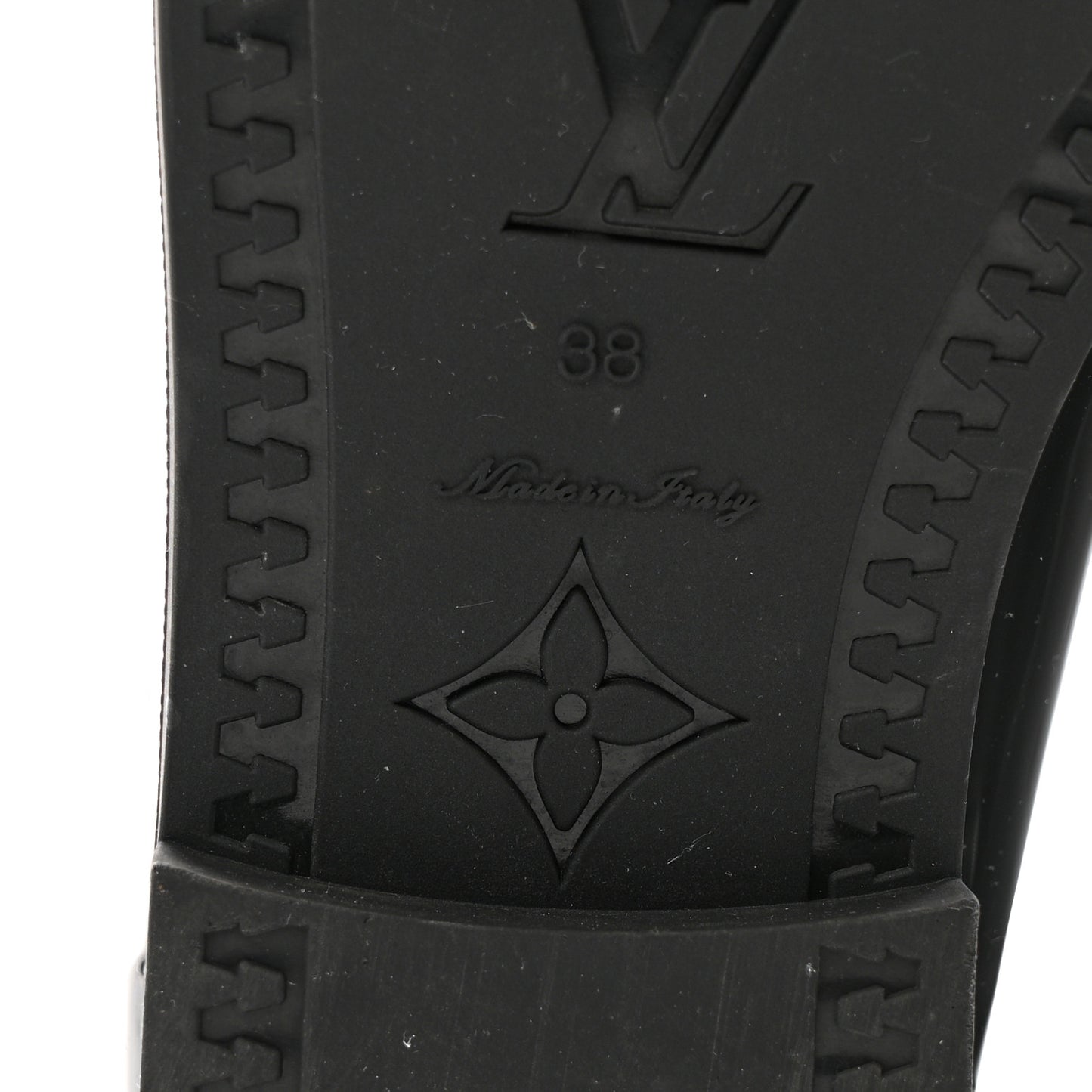 Rubber Embossed Monogram Drops High Rain Boots 38 Black