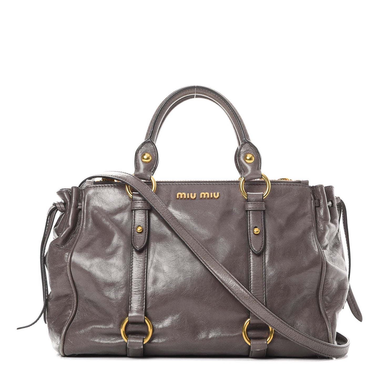 Vitello Shine Double Zip Tote Fumo