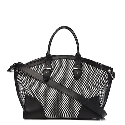 Alexander McQueen Soft Calfskin Woven Medium Legend Tote Black White 1 of 11