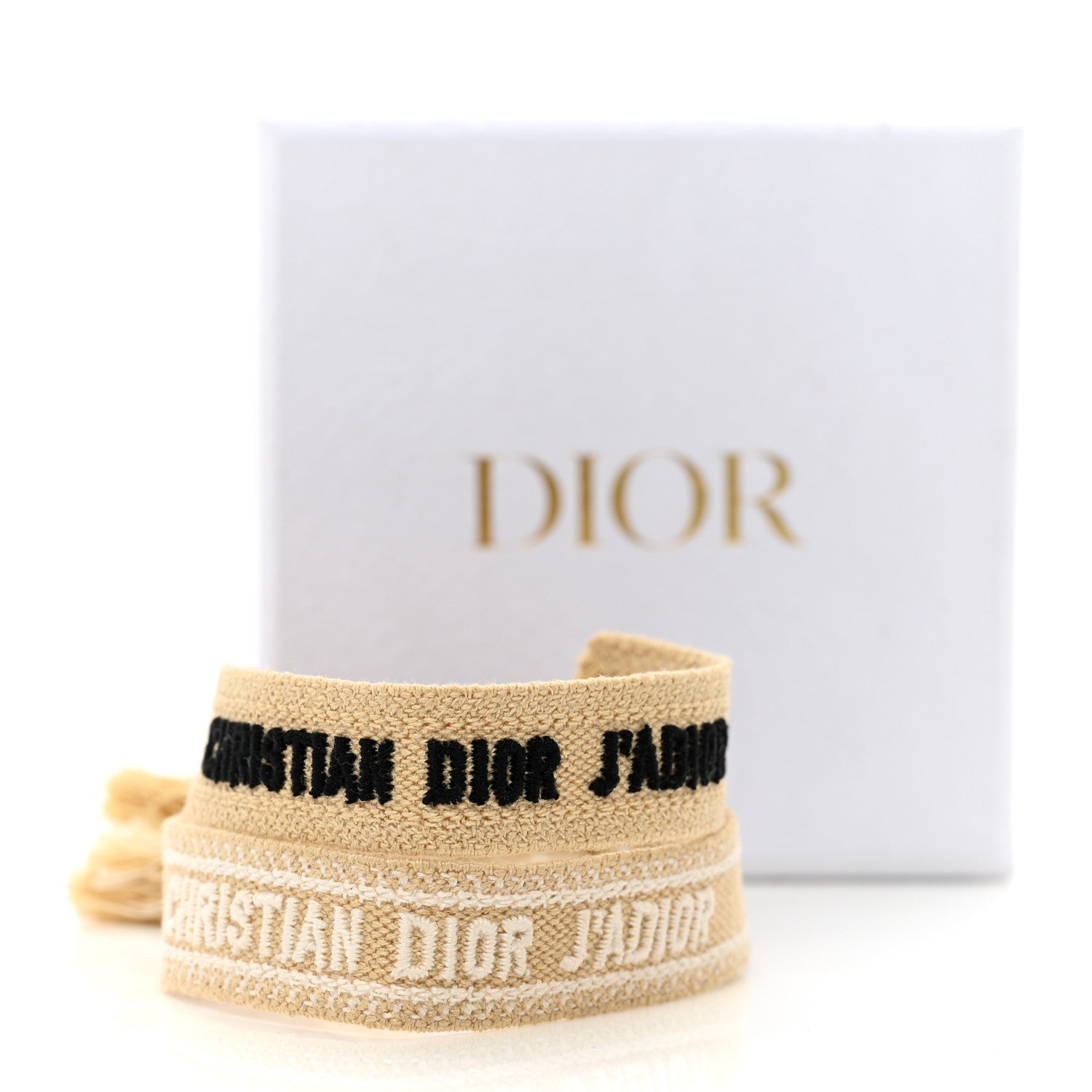 Christian Dior Woven Cotton J'Adior Friendship Bracelet Set Beige