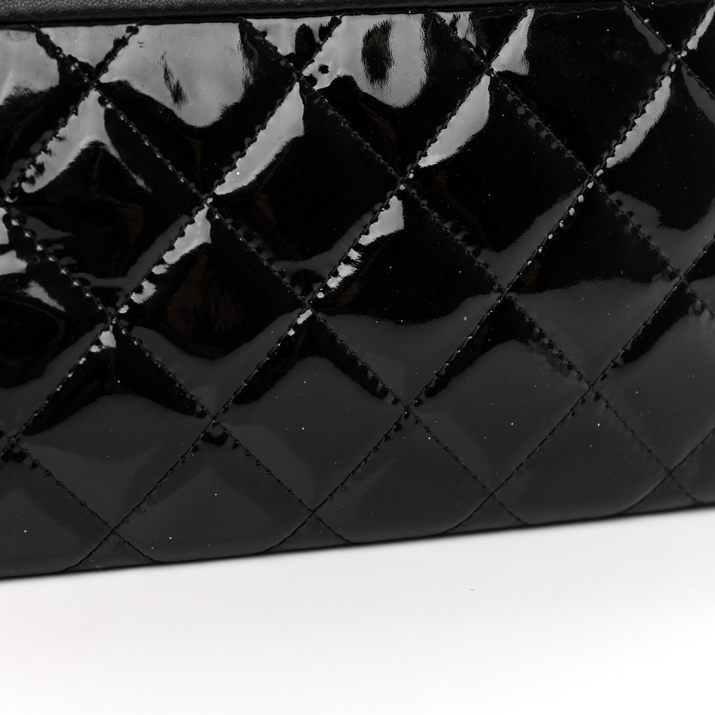 Lambskin Patent Quilted Large Cosmetic Case Black