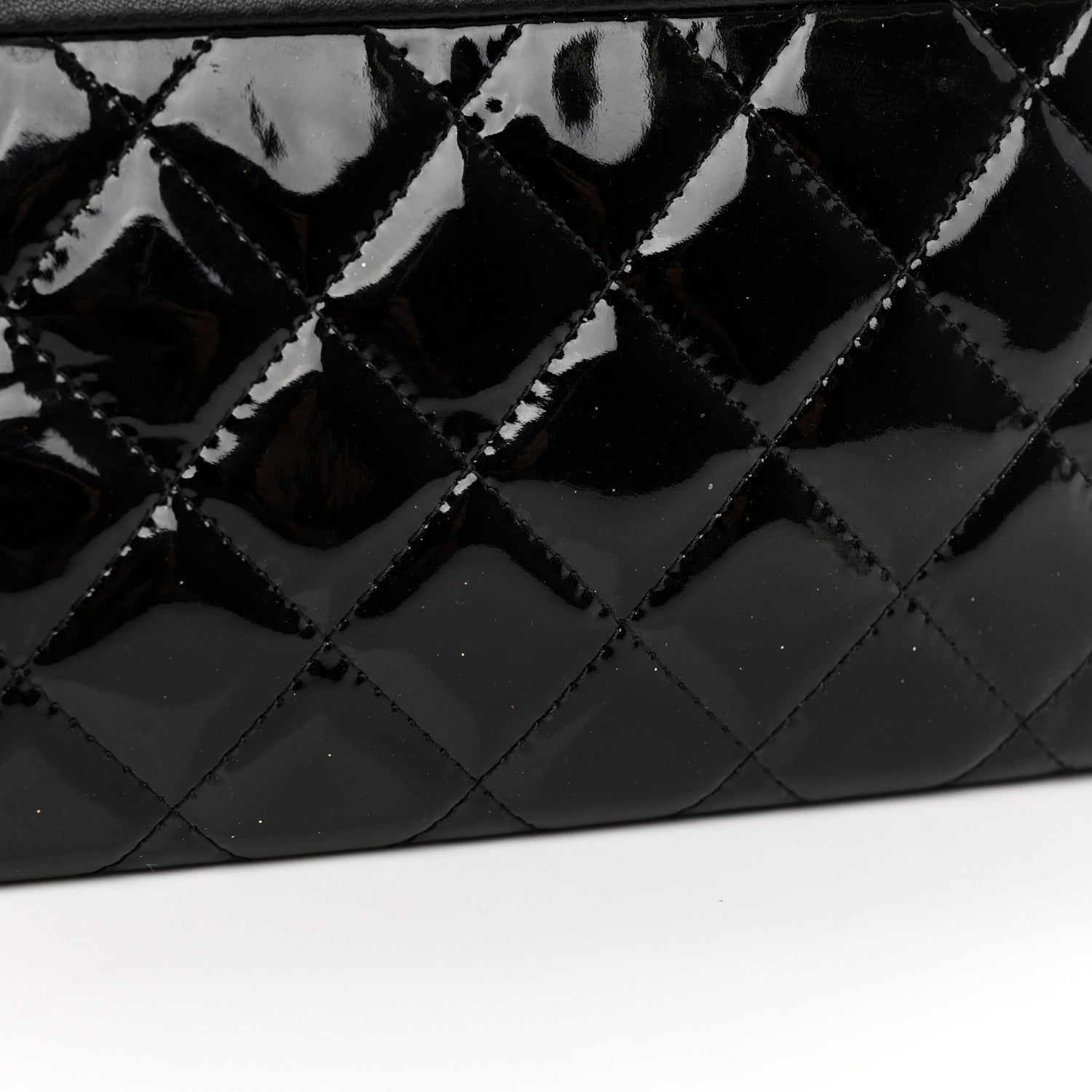 Chanel Lambskin Patent Quilted Large Cosmetic Case Black 9 of 11