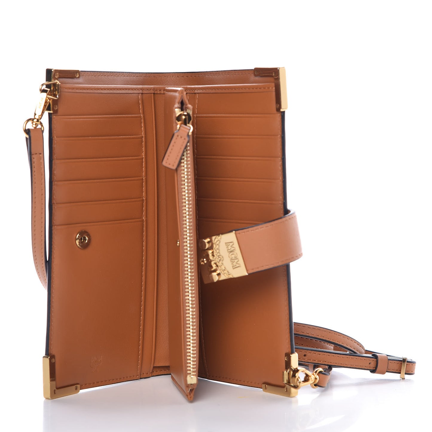 Calfskin Patricia Strap Wallet Cognac