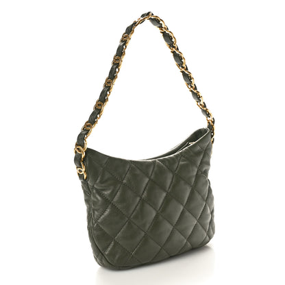 Chanel Lambskin Quilted CC Links Hobo Khaki 3 of 10