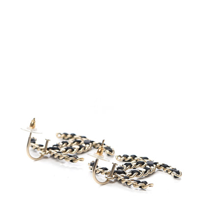 Chanel Satin CC Chain Earrings Light Gold Black 3 of 5