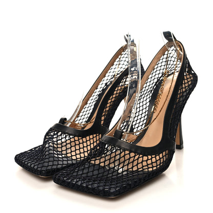 Bottega Veneta Mesh Calfskin Chain Stretch Pumps 39.5 Black 3 of 7