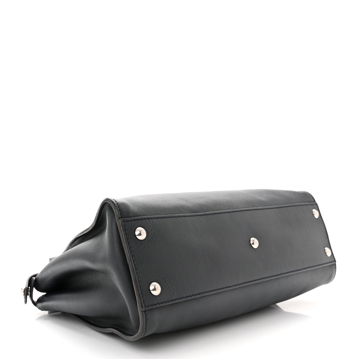 Fendi Vitello Seta Shiny Nappa Medium Peekaboo Iconic Satchel Blue Notte Ardesia 4 of 10