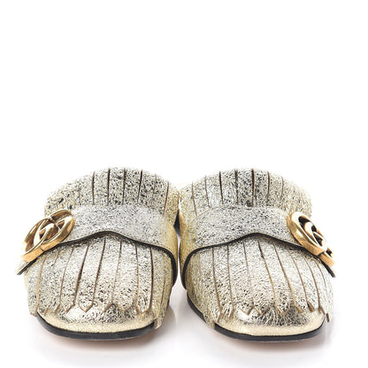 Gucci Galassia Womens GG Marmont Fringe Slippers 36 Platino 2 of 8