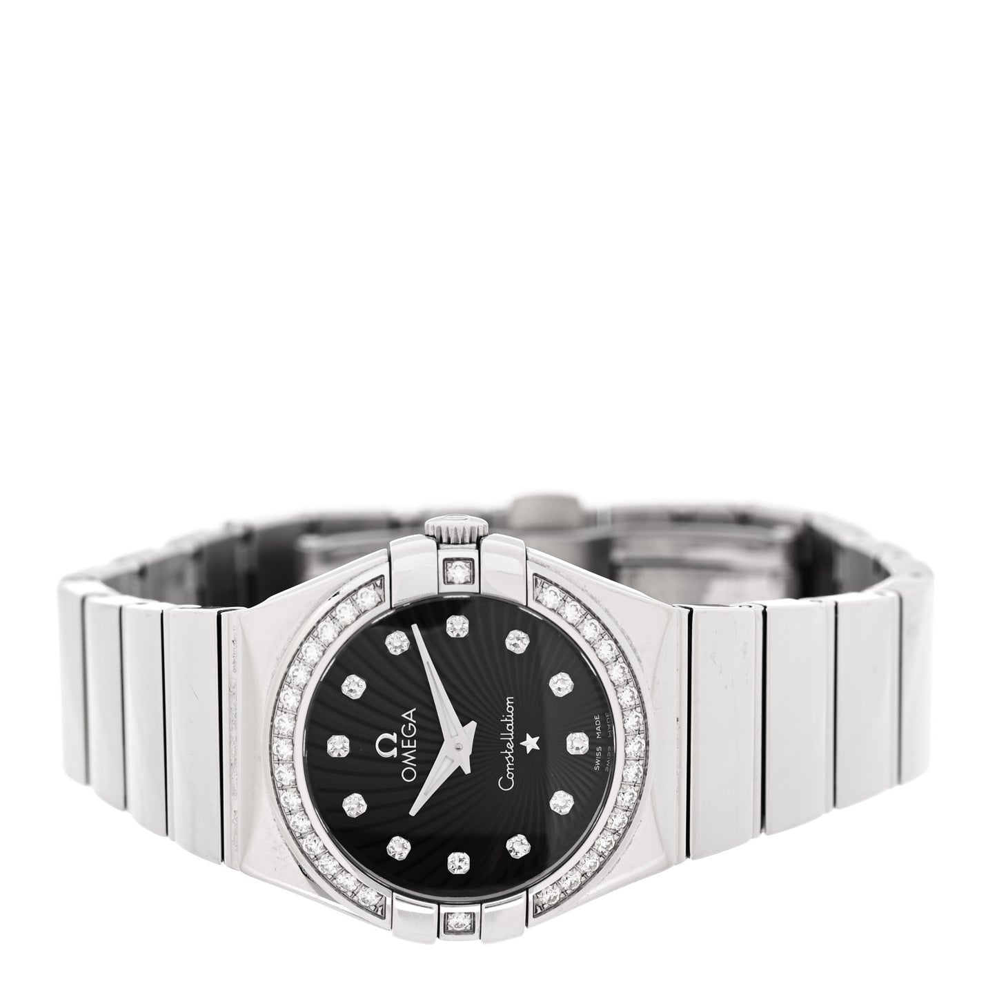 Stainless Steel Diamond Bezel 27mm Constellation Quartz Watch Black 123.15.27.60.51.002