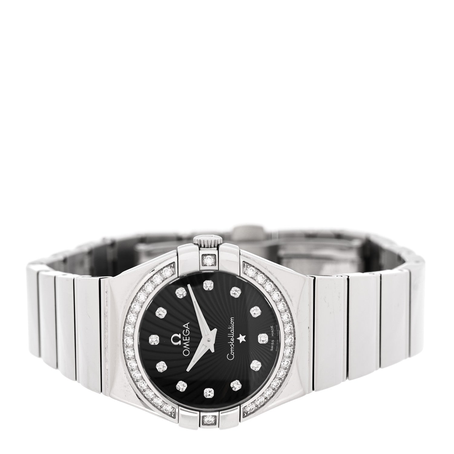 Omega Stainless Steel Diamond Bezel 27mm Constellation Quartz Watch Black 123.15.27.60.51.002 2 of 5