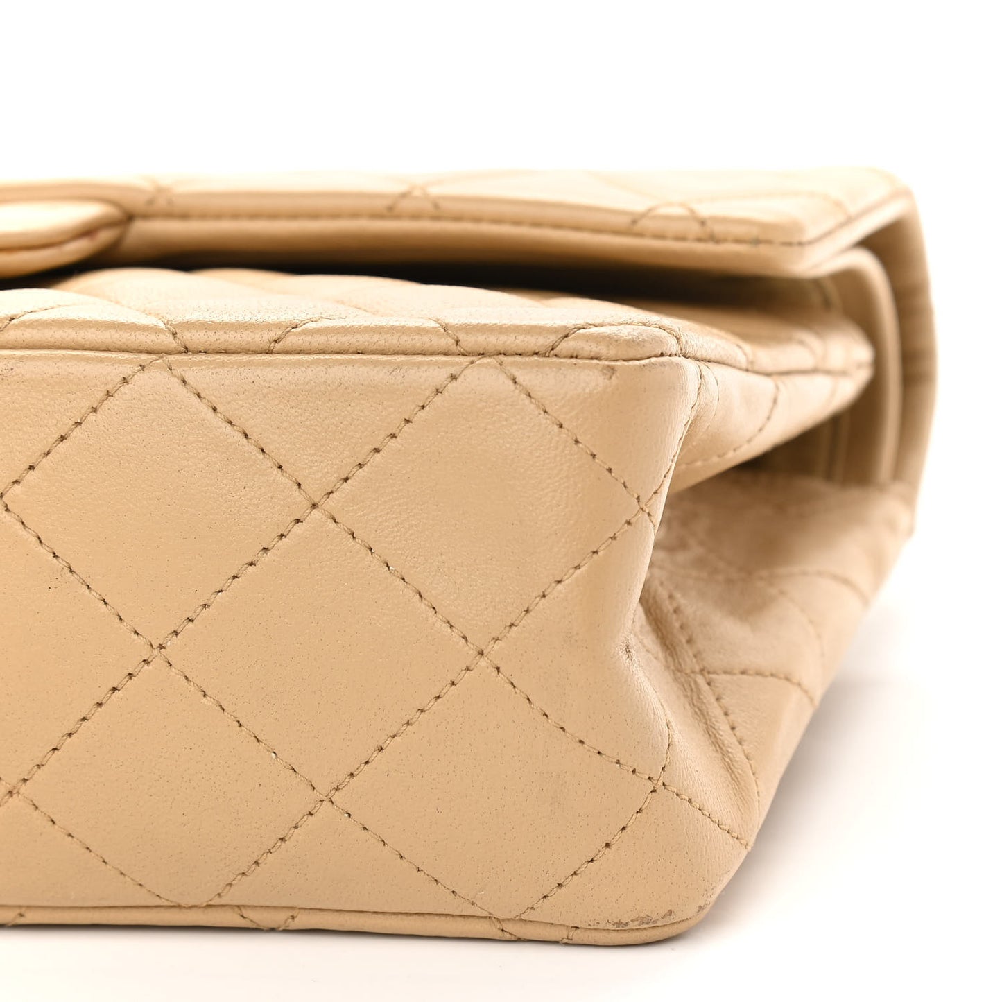Lambskin Quilted Small Double Flap Beige