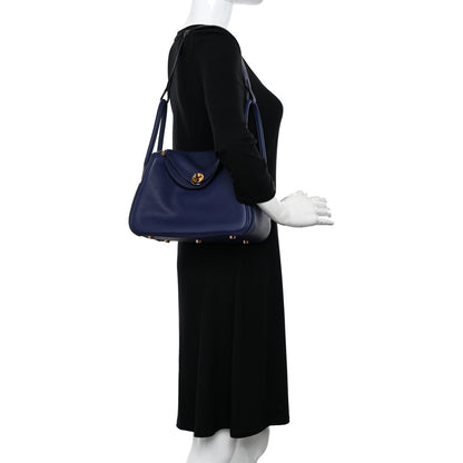 Hermes Taurillon Clemence Lindy 26 Bleu Encre 2 of 10