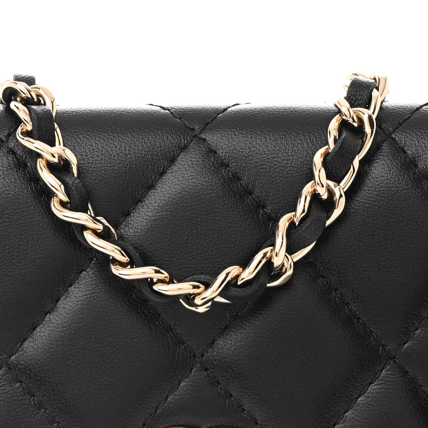 Chanel Lambskin Quilted Mini Camellia Bow Phone Holder Black 9 of 12