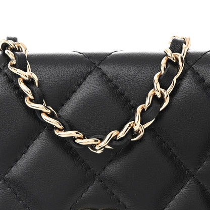 Chanel Lambskin Quilted Mini Camellia Bow Phone Holder Black 9 of 12
