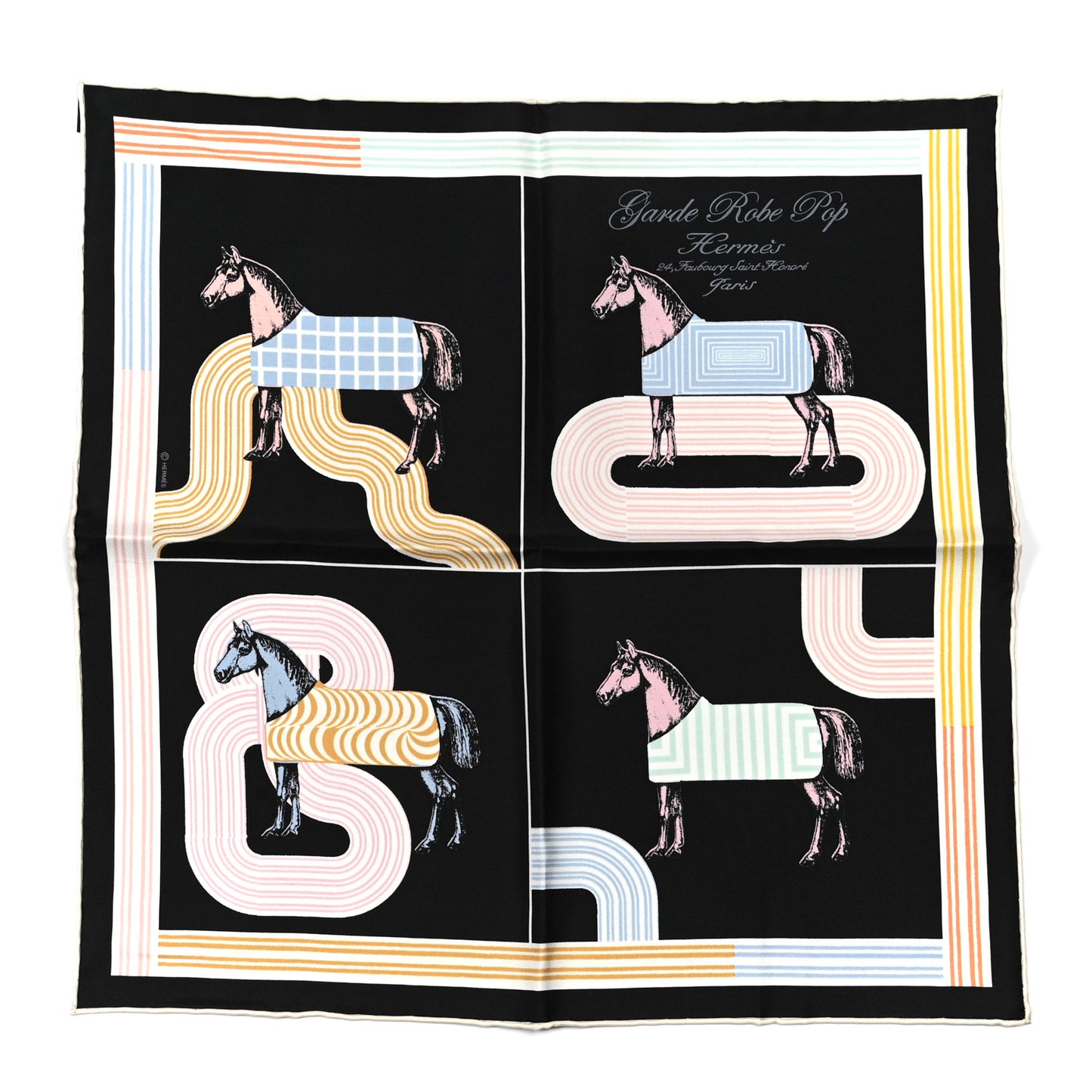 Silk Garde Robe Pop Detail Pocket Square Black Rose Multicolor