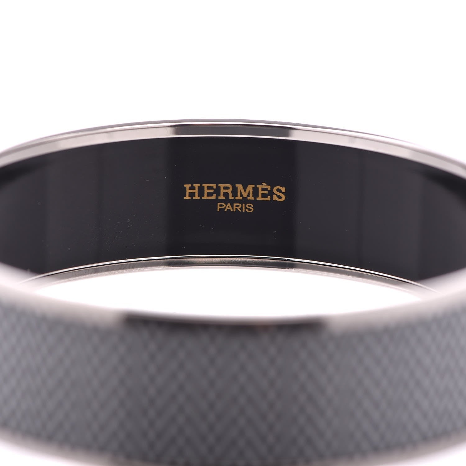 Hermes Enamel Printed Chevron Wide Bracelet 65 Black 6 of 7
