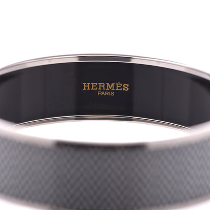 Hermes Enamel Printed Chevron Wide Bracelet 65 Black 6 of 7