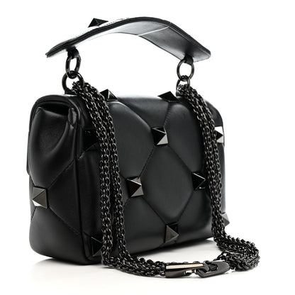 Valentino Garavani Nappa Monochrome Medium Roman Stud Shoulder Bag Black 3 of 9
