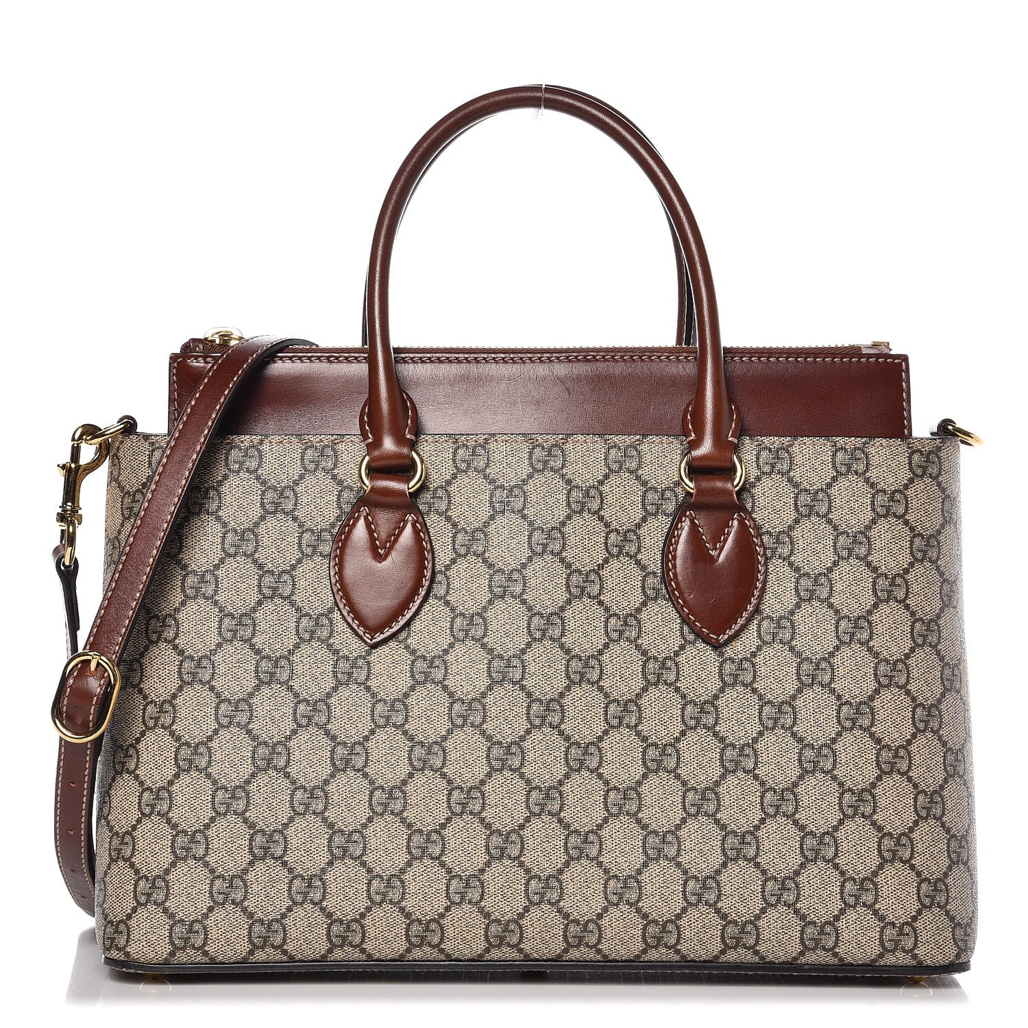 Gucci GG Supreme Monogram Small Zip Top Tote Beige Tuscany 1 of 10