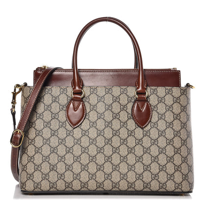 Gucci GG Supreme Monogram Small Zip Top Tote Beige Tuscany 1 of 10