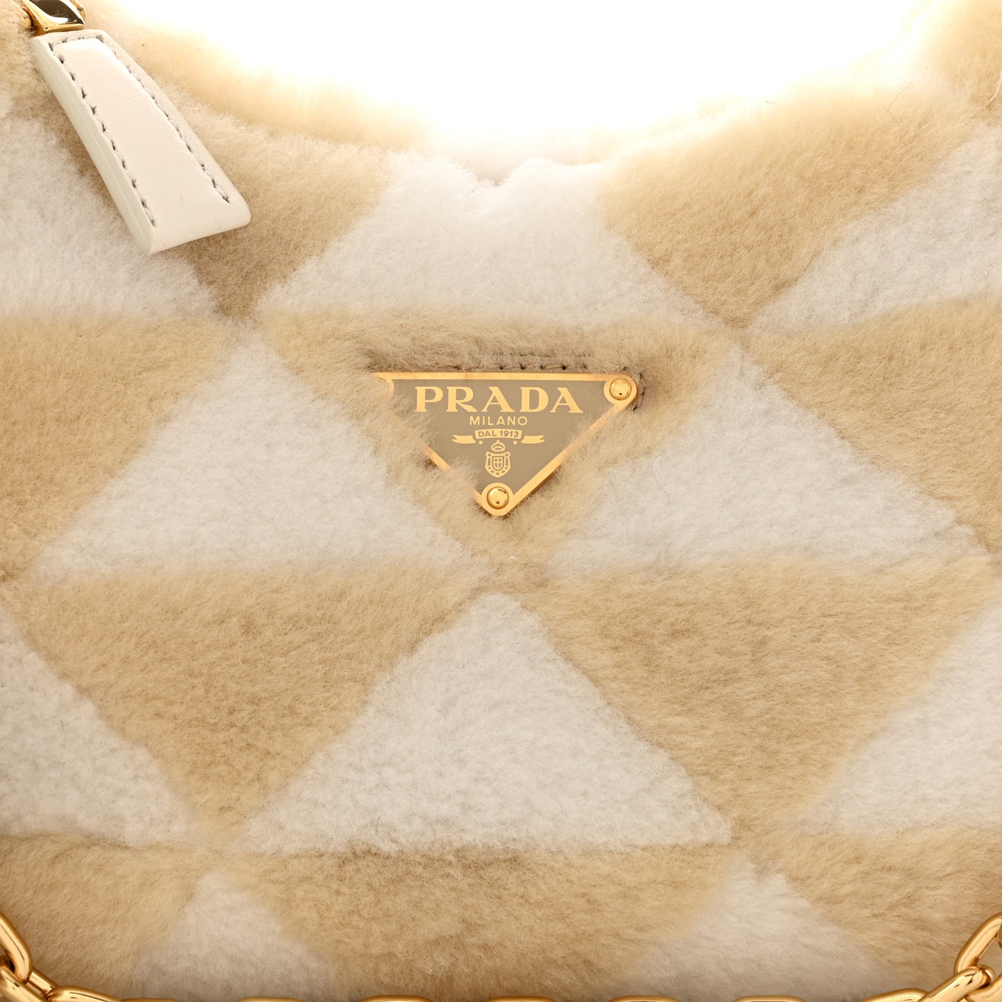 Montone Shearling Nappa Mini Re-Edition Shoulder Bag Ecru Bianco