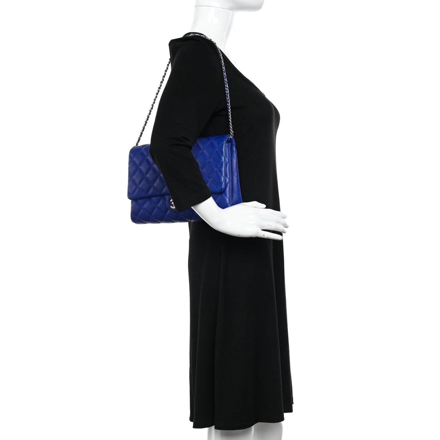 Chanel Lambskin Quilted Clutch with Chain Flap Blue 2 of 11