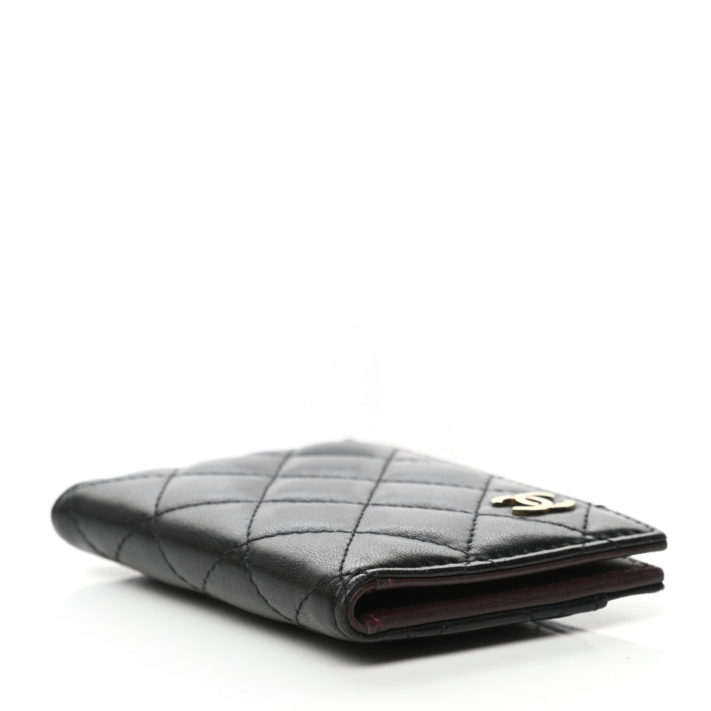 Lambskin Quilted Card Holder Wallet Black