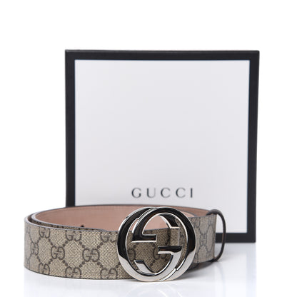 Gucci GG Supreme Monogram Selleria Calfskin Interlocking G 40mm Belt 85 34 Beige Ebony Cocoa 8 of 8