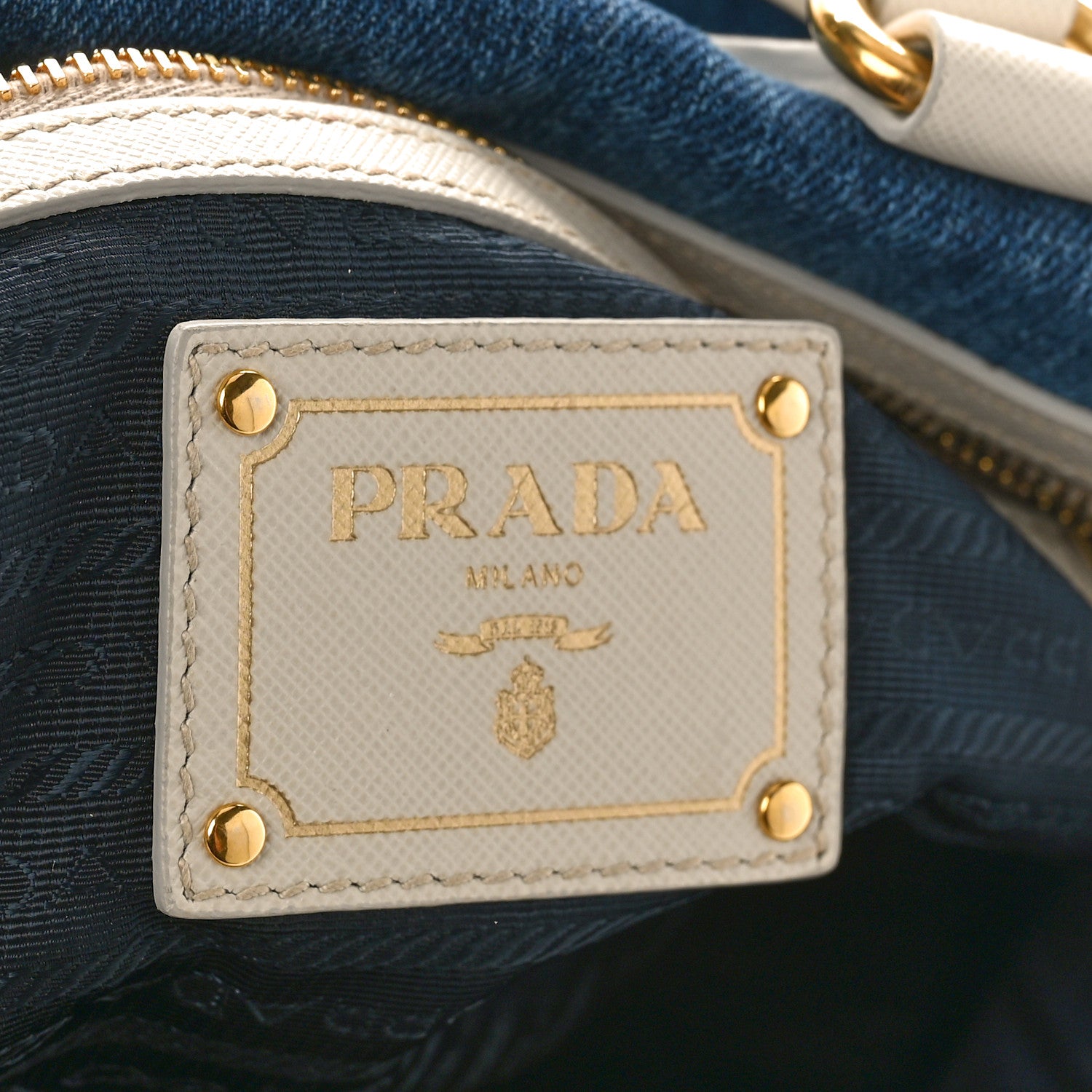 Prada Denim Saffiano Bauletto Blue 6 of 8