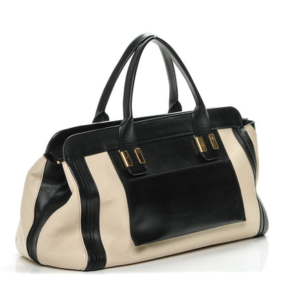 Chloe Sheepskin Calfskin Large Alice Satchel Husky White 3 of 7