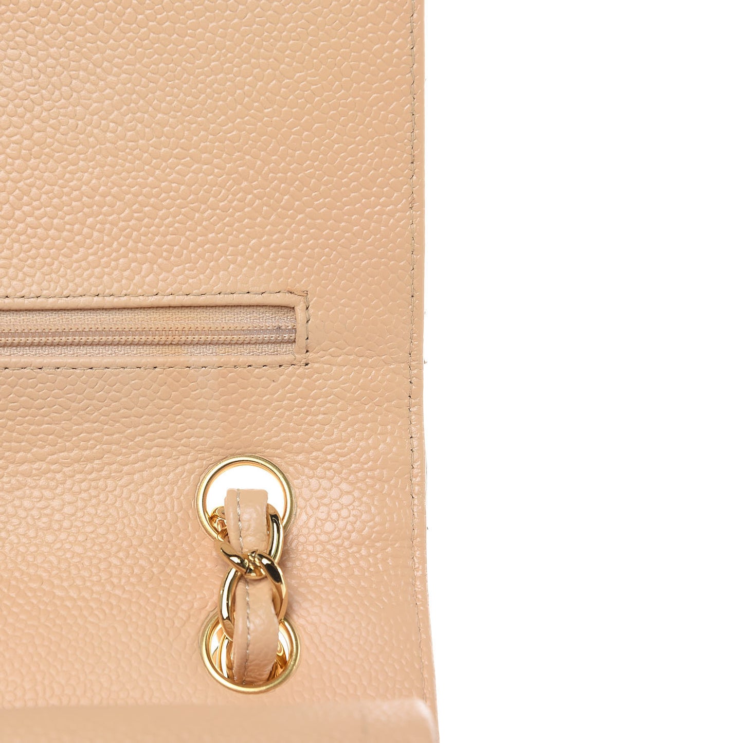 Caviar Quilted Jumbo Double Flap Beige Clair