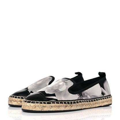 Fendi Satin Floral Print Espadrille 37 Black 3 of 8