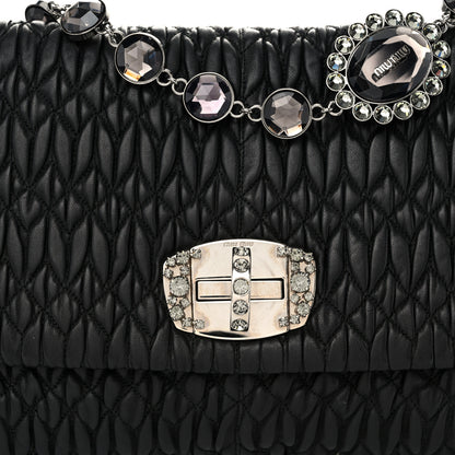 Miu Miu Nappa Matelasse Crystal Flap Clutch Black 9 of 12