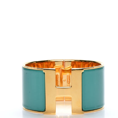 Hermes Enamel Extra Wide Clic Clac H Bracelet GM Emeraude 1 of 4
