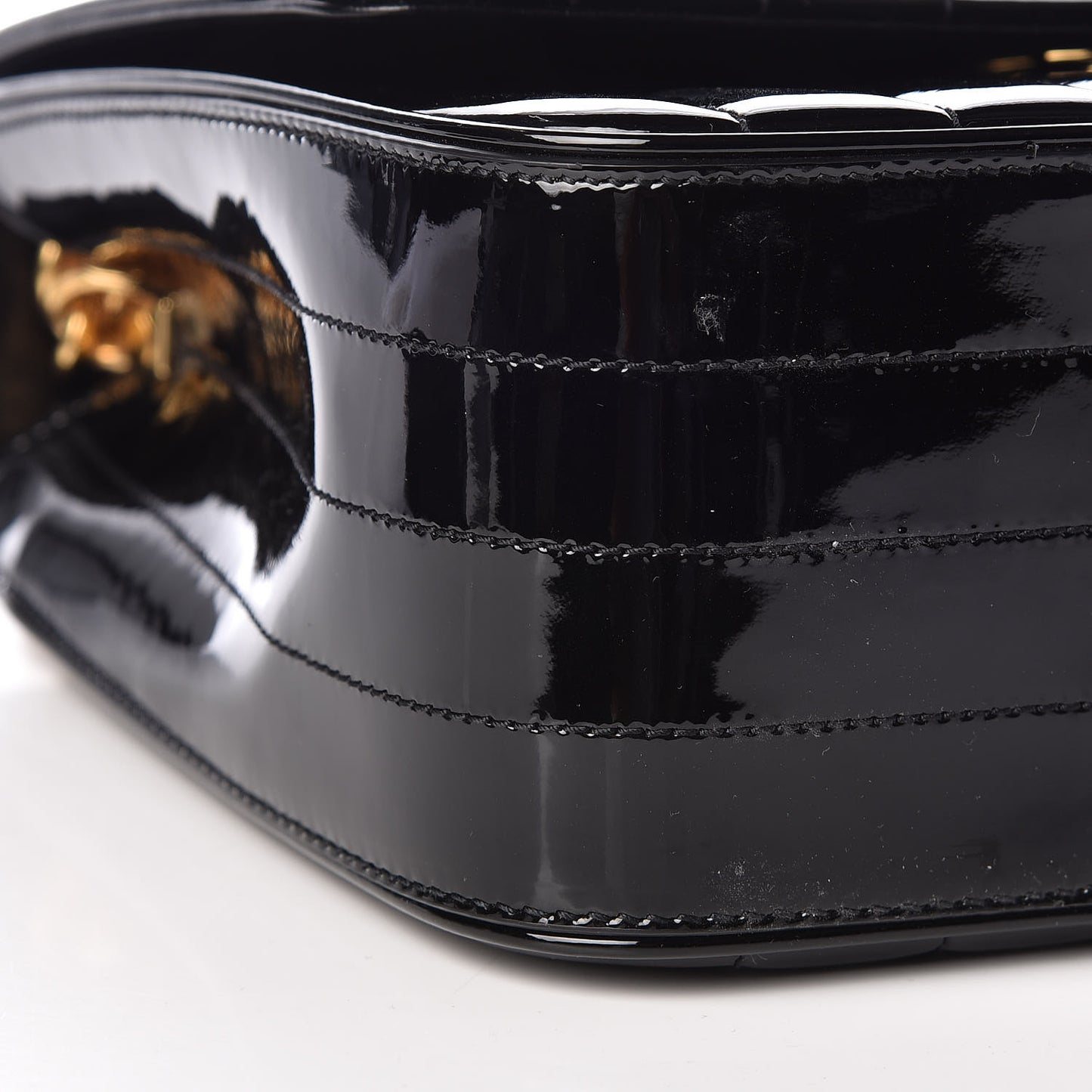 Patent Matelasse Monogram Large Vicky Chain Bag Black